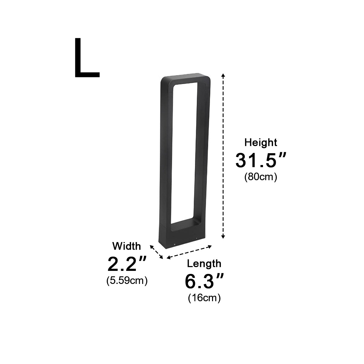 Modern Rectangular Frame Waterproof Led Black Bollard Parth Light