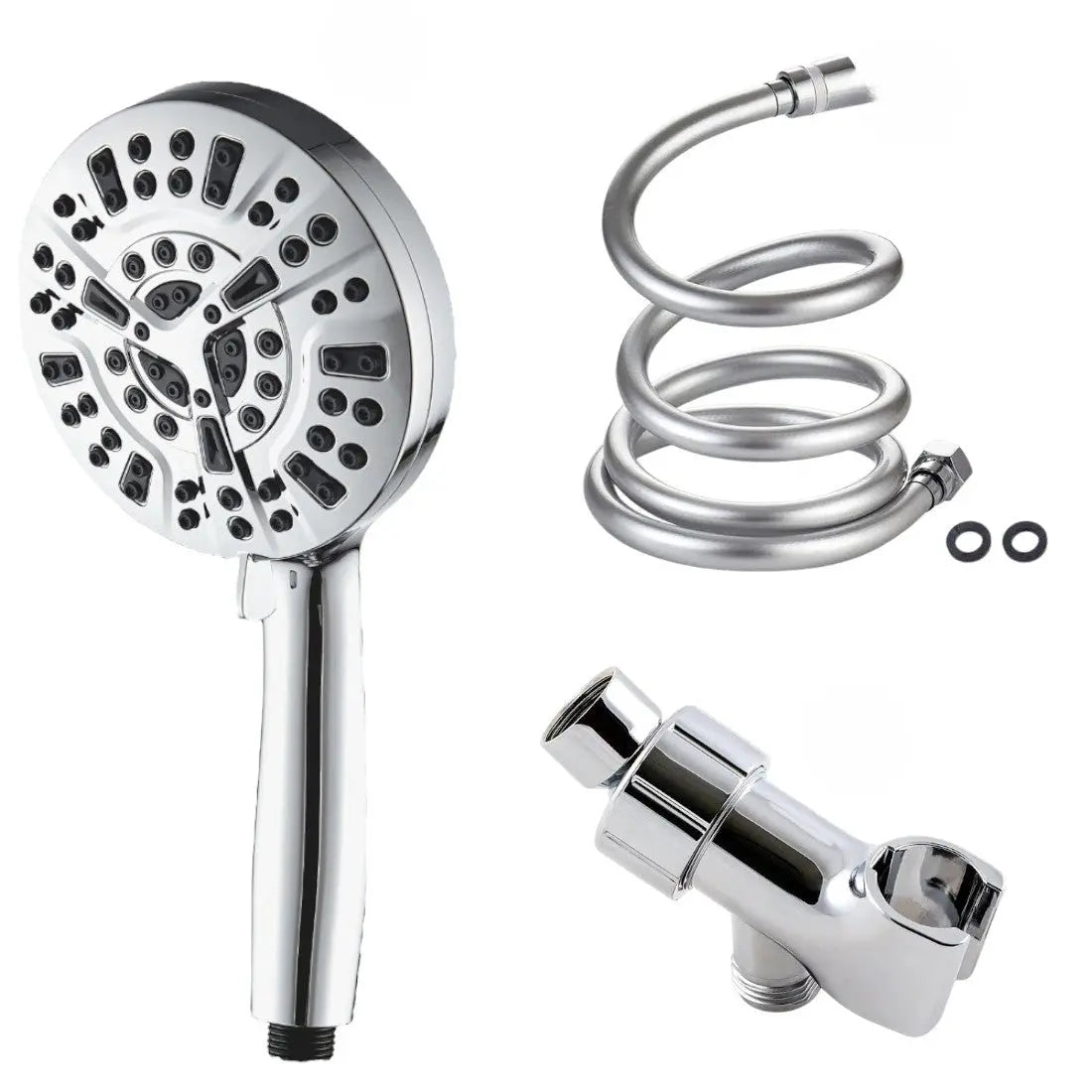 AquaLux 10-mode shower head with universal fit for easy installation on standard shower arms.