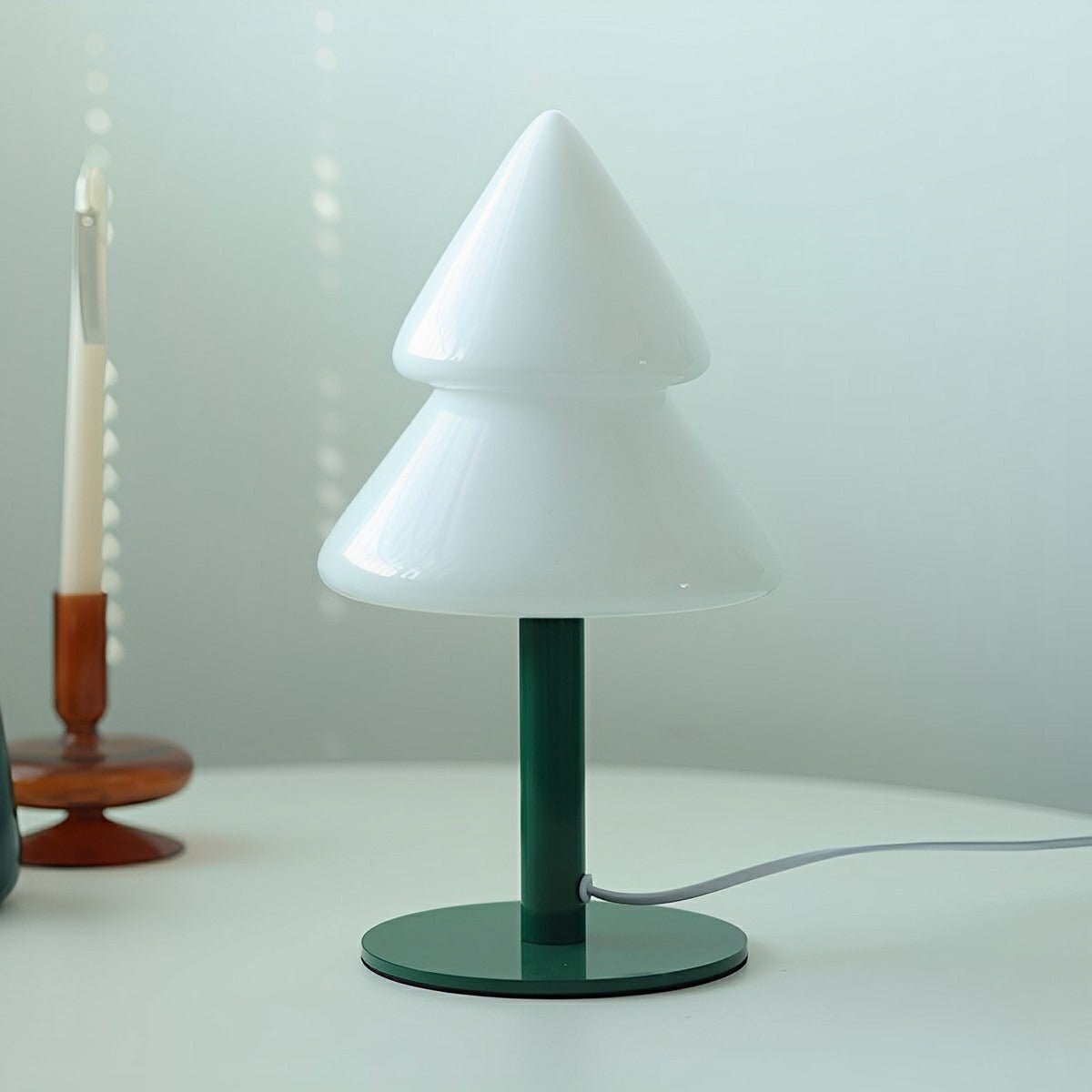 Modern Christmas Tree Glass LED Table Lamp Plug In