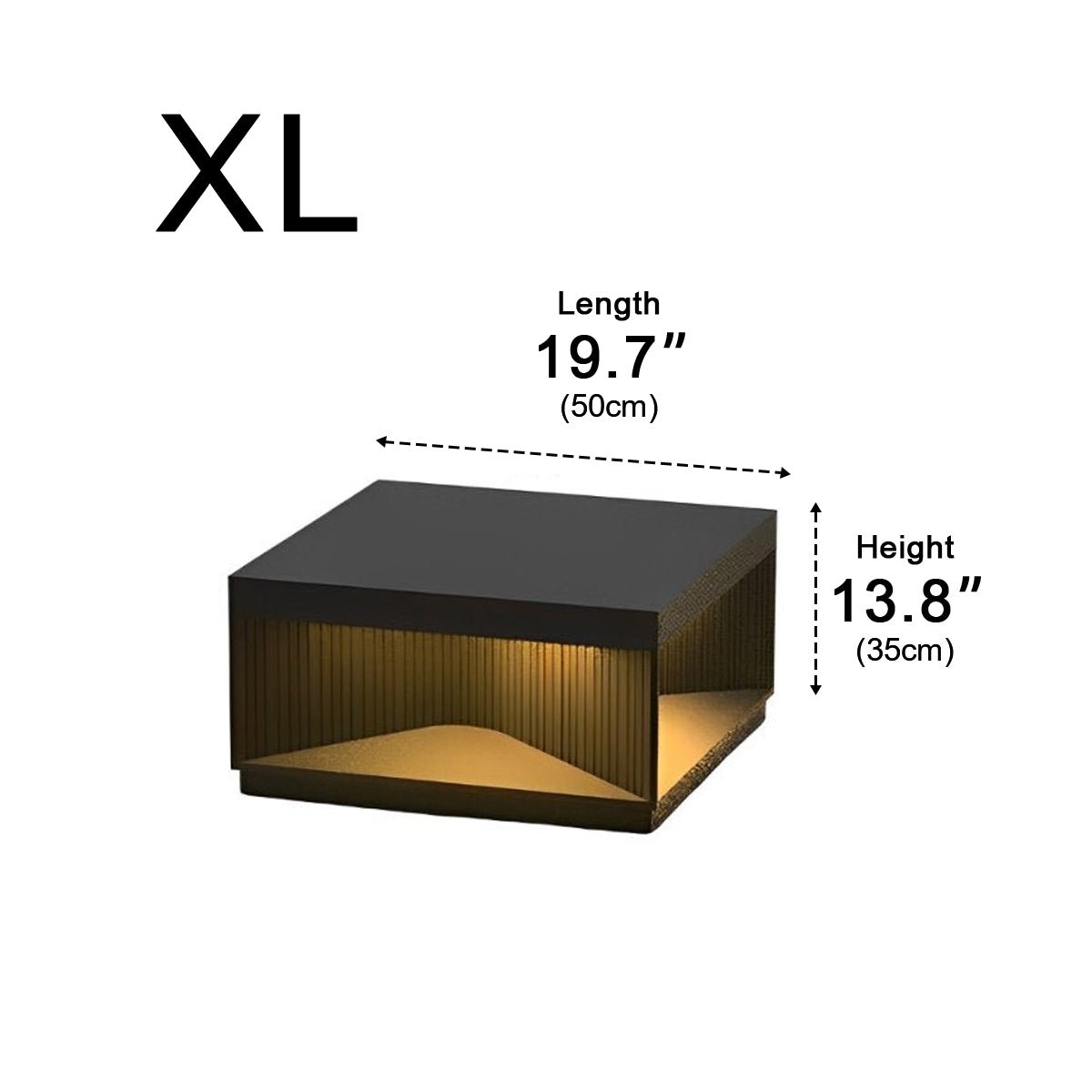 Square Cube Metal Striped LED Waterproof Black Fence Post Light