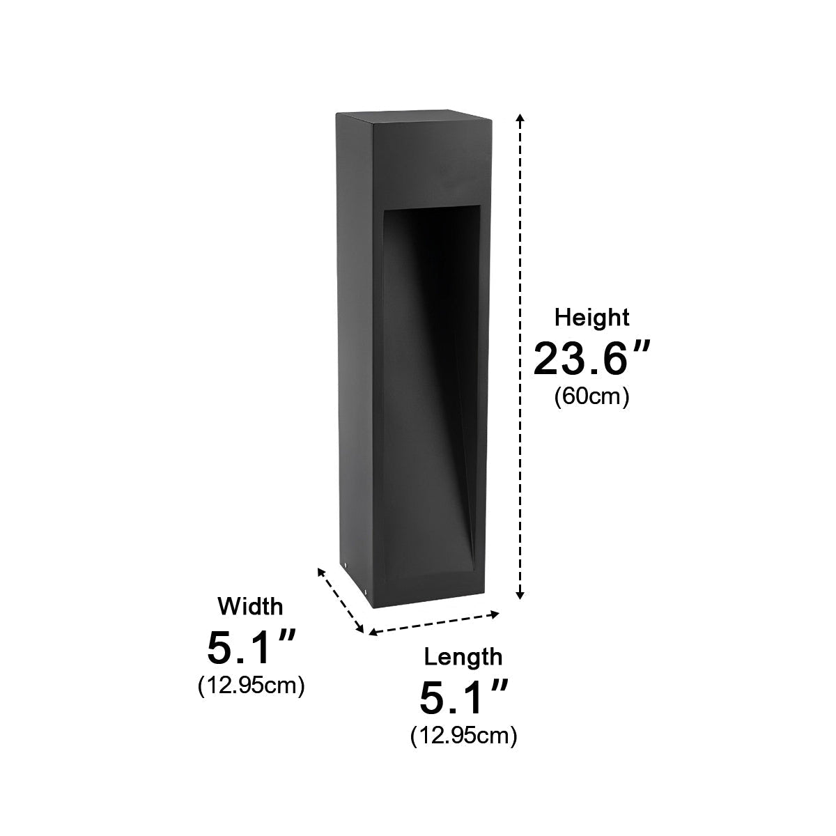 Square LED Waterproof Black Modern Pathway Walkway Lights Outdoor Lantern Lamp