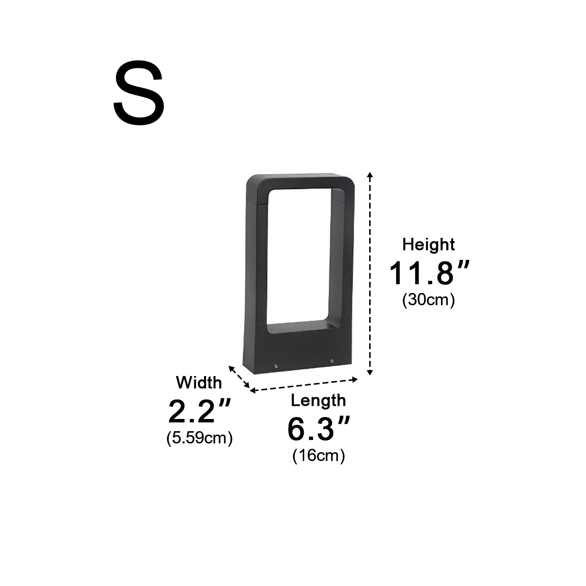 Modern Rectangular Frame Waterproof Led Black Bollard Parth Light