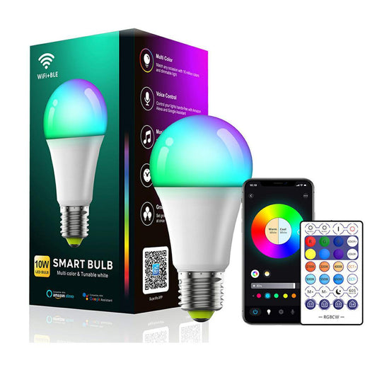 2 Pcs Dimmable WiFi Wireless E26 Smart LED Light Bulbs RGB CCT