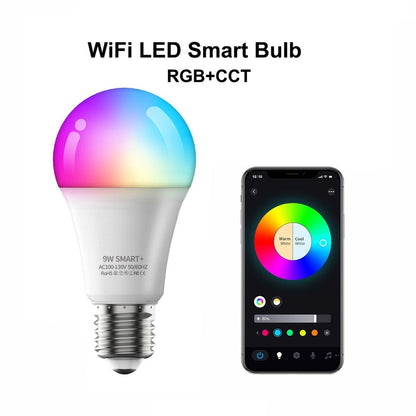 2 Pcs Dimmable WiFi Wireless E26 Smart LED Light Bulbs RGB CCT