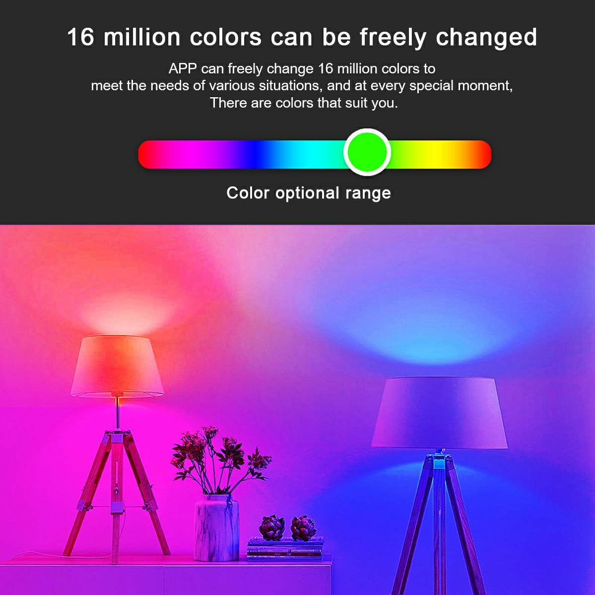 2 Pcs Dimmable WiFi Wireless E26 Smart LED Light Bulbs RGB CCT