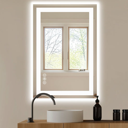 28" Anti-fog LED Bathroom Mirror LED Light Wall Mirror