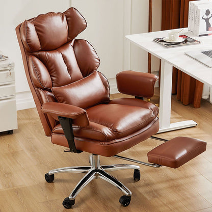 360° Ergonomic PU Leather  Office Chair High Back with Footrest & Lumbar Support