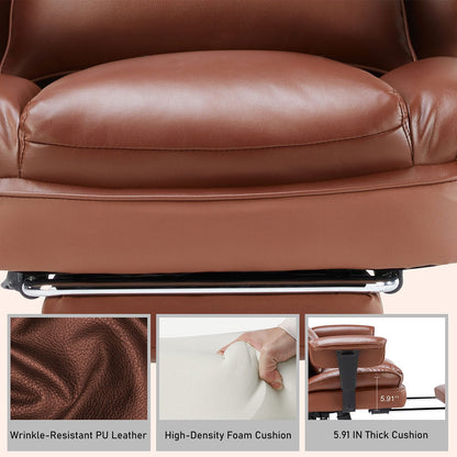 360° Ergonomic PU Leather  Office Chair High Back with Footrest & Lumbar Support
