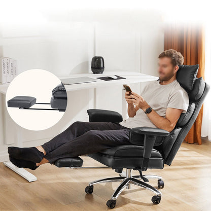 360° Ergonomic PU Leather  Office Chair High Back with Footrest & Lumbar Support