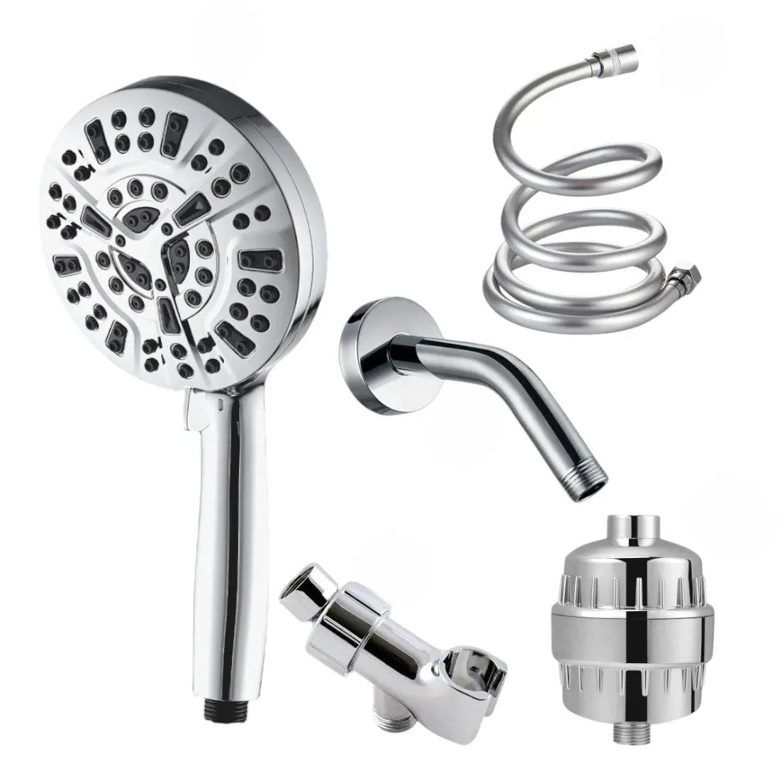 AquaLux 10-mode shower head with universal fit for easy installation on standard shower arms.