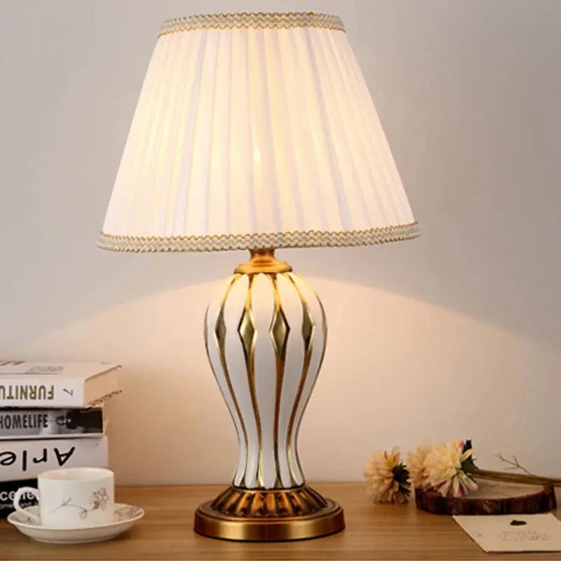 The CeramiGlow lamp featuring a timeless white finish that complements various room decors.