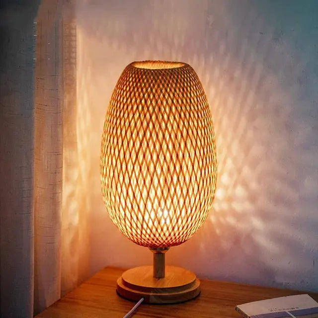 EcoGlow lamp emitting a warm, ambient light, creating a cozy atmosphere in a modern living room.