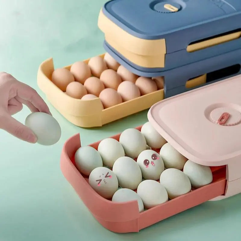 EggGuard Container in a kitchen setting, showcasing its compact size and convenience.