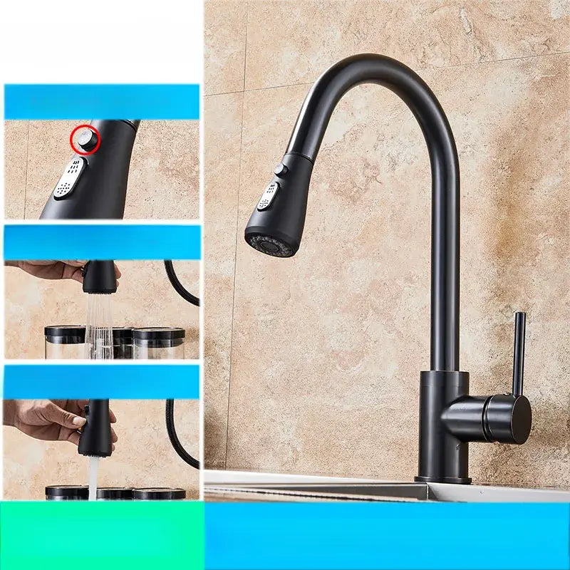 FlowFlex faucet with dual spray modes: stream and gentle spray for versatile kitchen use.