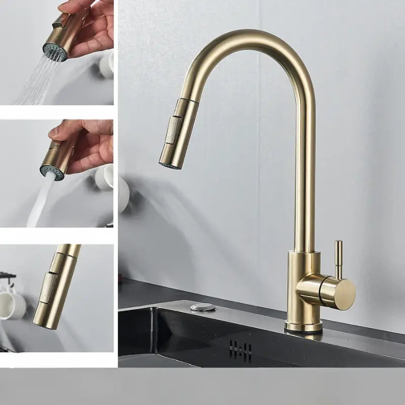 FlowFlex faucet with dual spray modes: stream and gentle spray for versatile kitchen use.