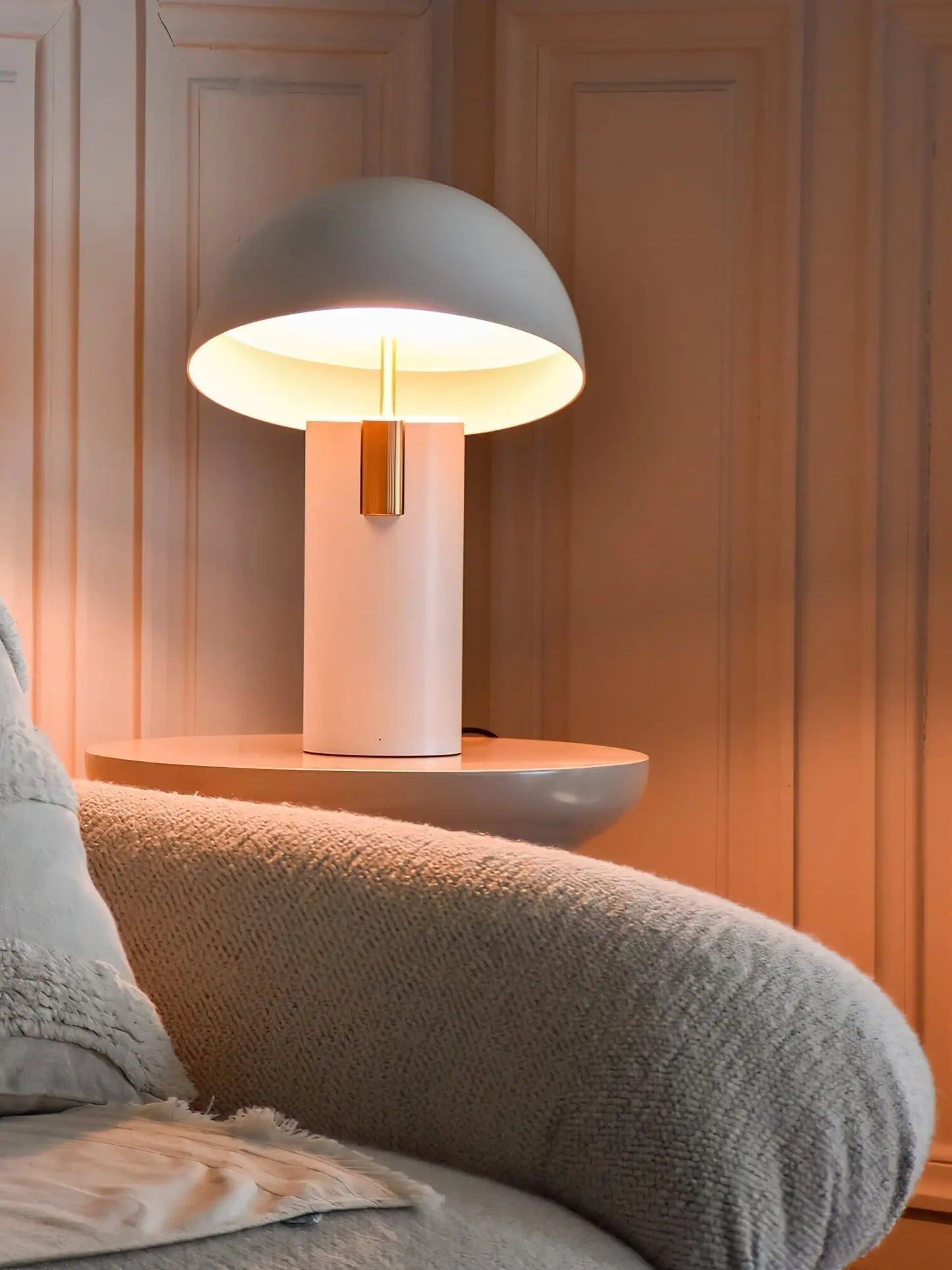 Warm ambiance created by GlowAura lamp against a dark background for a cozy feel.