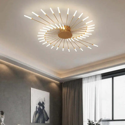 LumiAero LED ceiling light installed in a modern living room, illuminating the space with even light.