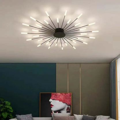 LumiAero ceiling light brightening a contemporary living room with clean, neutral tones.