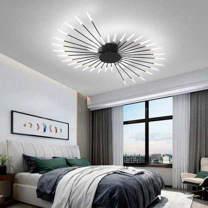 LumiAero ceiling light in a brightly lit room, complementing natural sunlight.