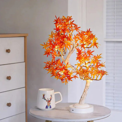 Soft LED glow from the MapleBliss bonsai tree lamp, creating a serene and cozy ambiance.