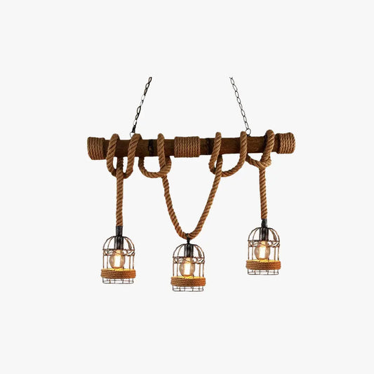 Front view of the RusticGlow pendant light showcasing a blend of retro metal and natural wood.