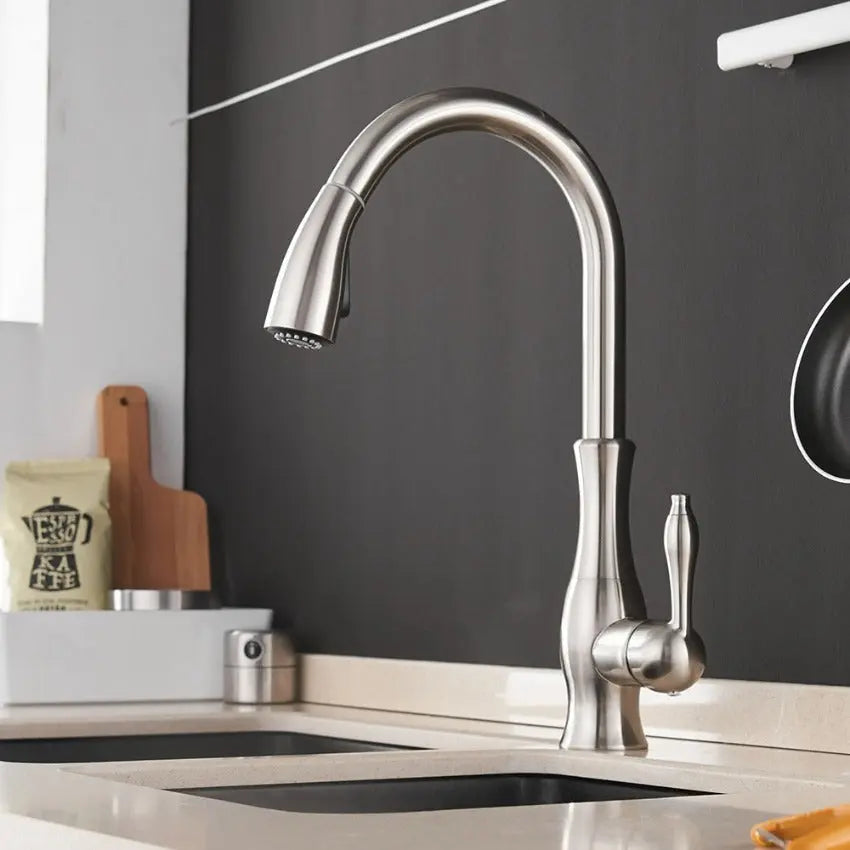 AquaFlex pull-out kitchen faucet with sleek chrome finish and ergonomic design