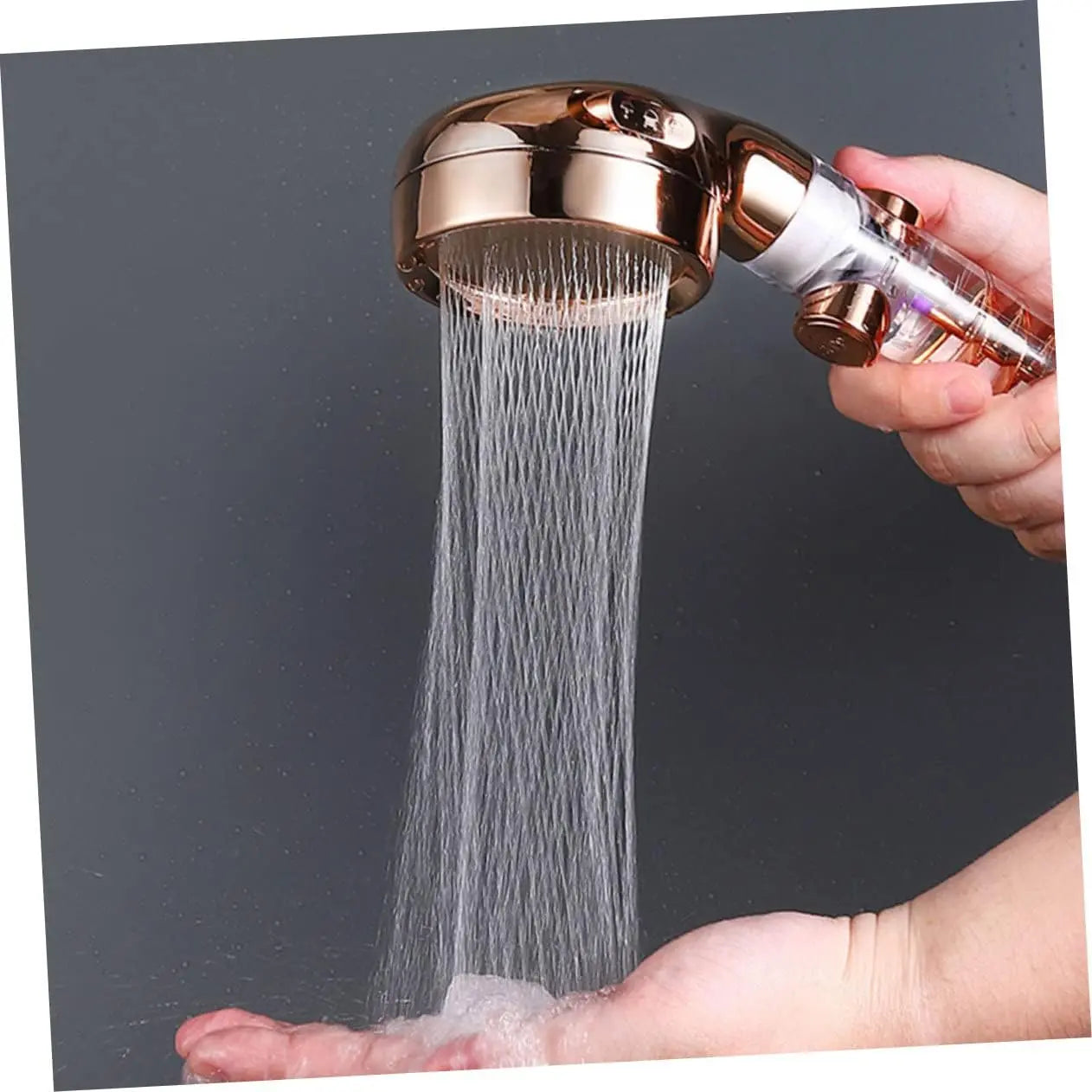 AquaJet Pro shower head on high-pressure setting for an invigorating shower experience