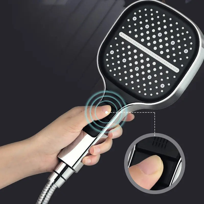 Ergonomic handheld design of AquaLuxe shower head, providing ease and flexibility during use.