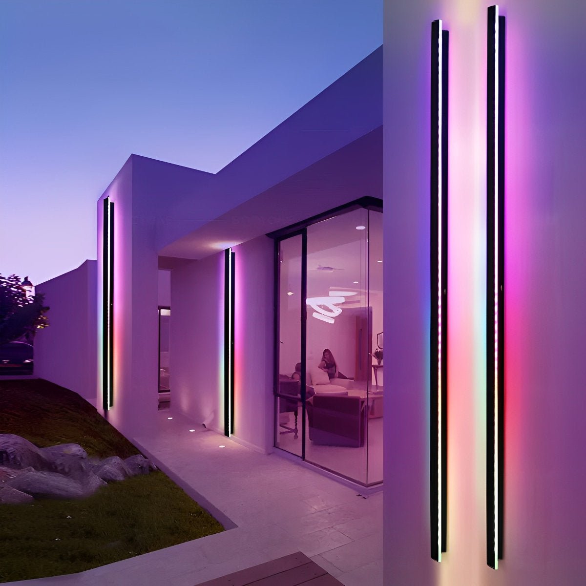 Black Long Strip LED RGB IP65 Waterproof Outdoor Wall Mount Lighting