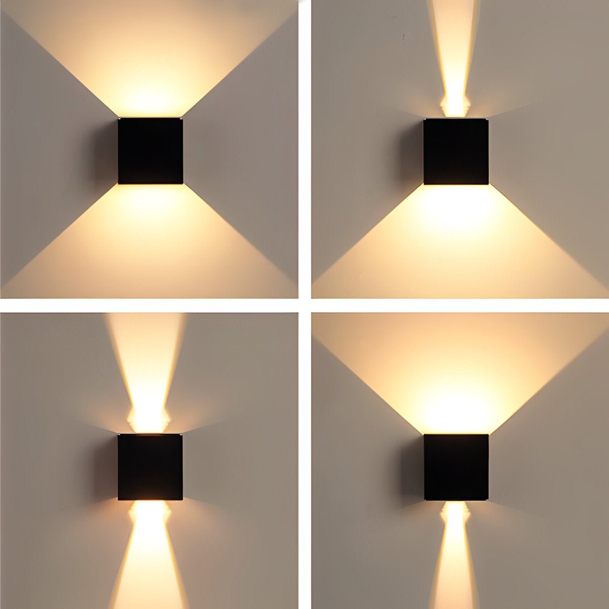Black Square Up Down LED Lighting Exterior Porch Lights