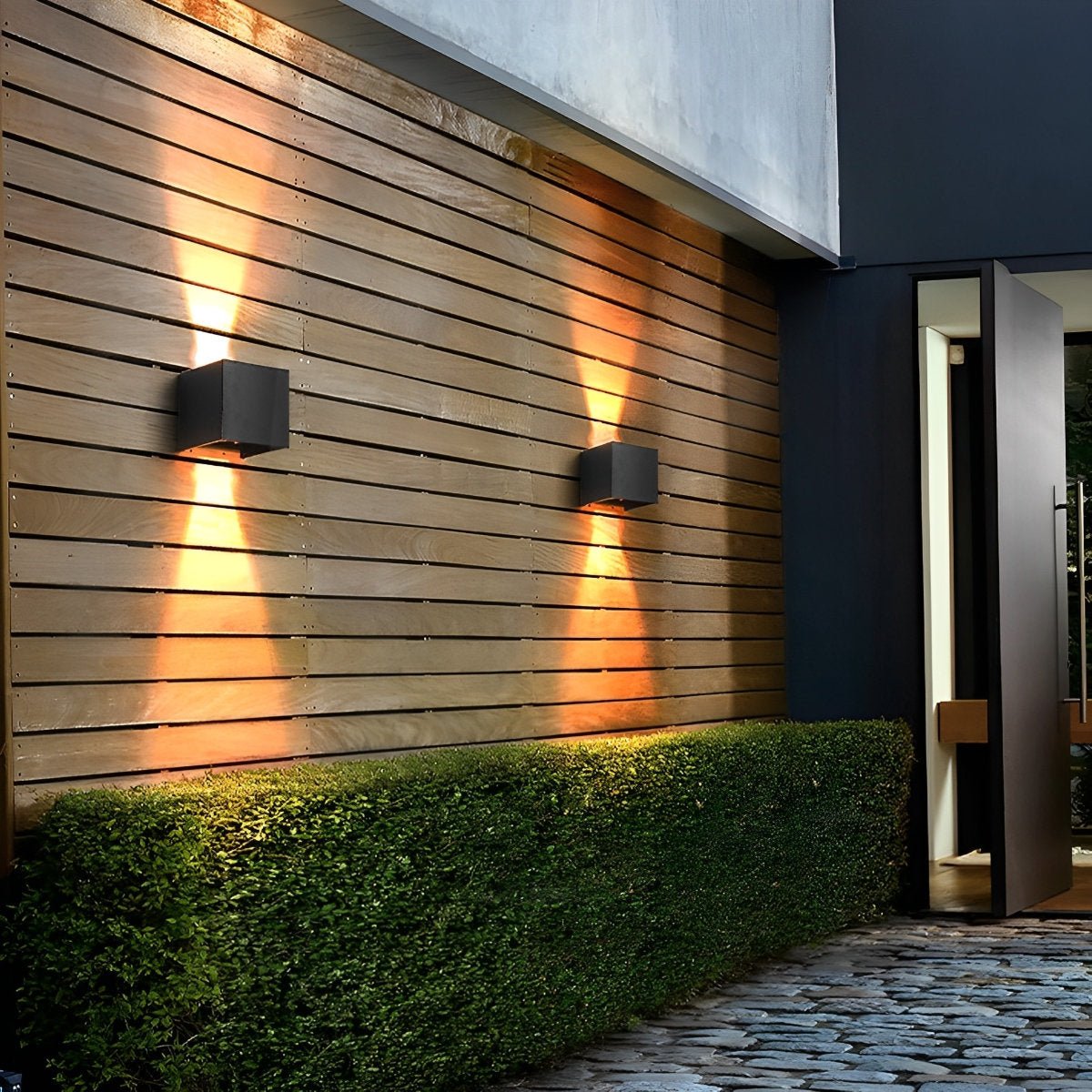 Black Square Up Down LED Lighting Exterior Porch Lights