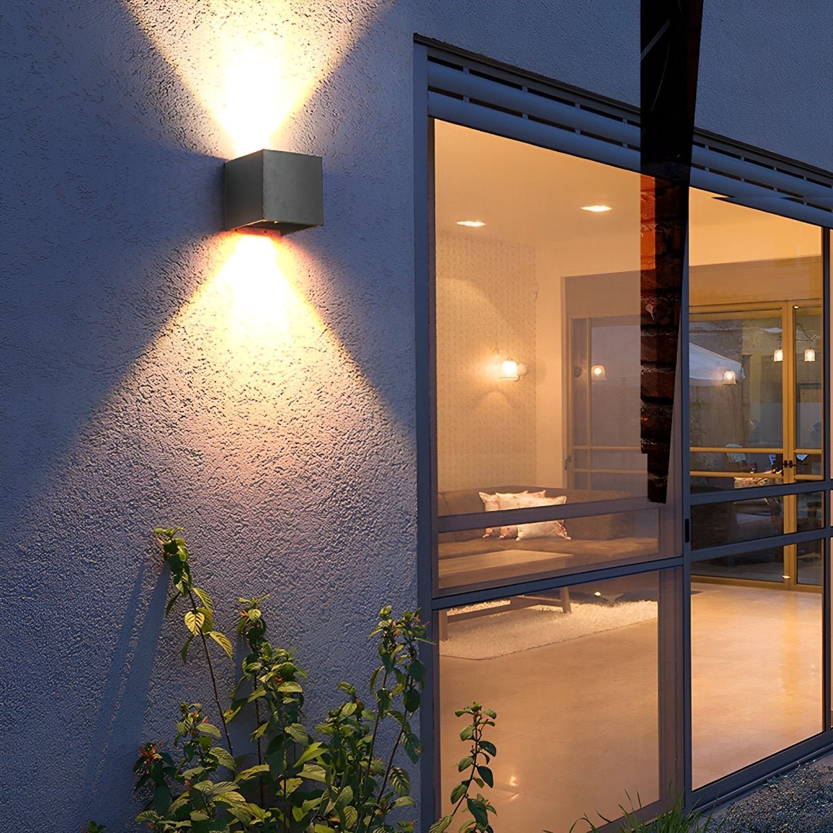 Black Square Up Down LED Lighting Exterior Porch Lights