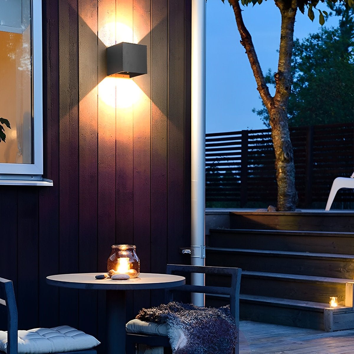 Black Square Up Down LED Lighting Exterior Porch Lights