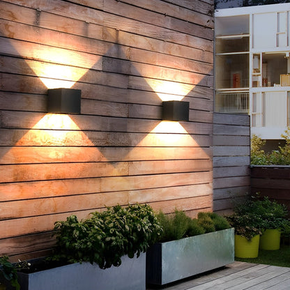 Black Square Up Down LED Lighting Exterior Porch Lights