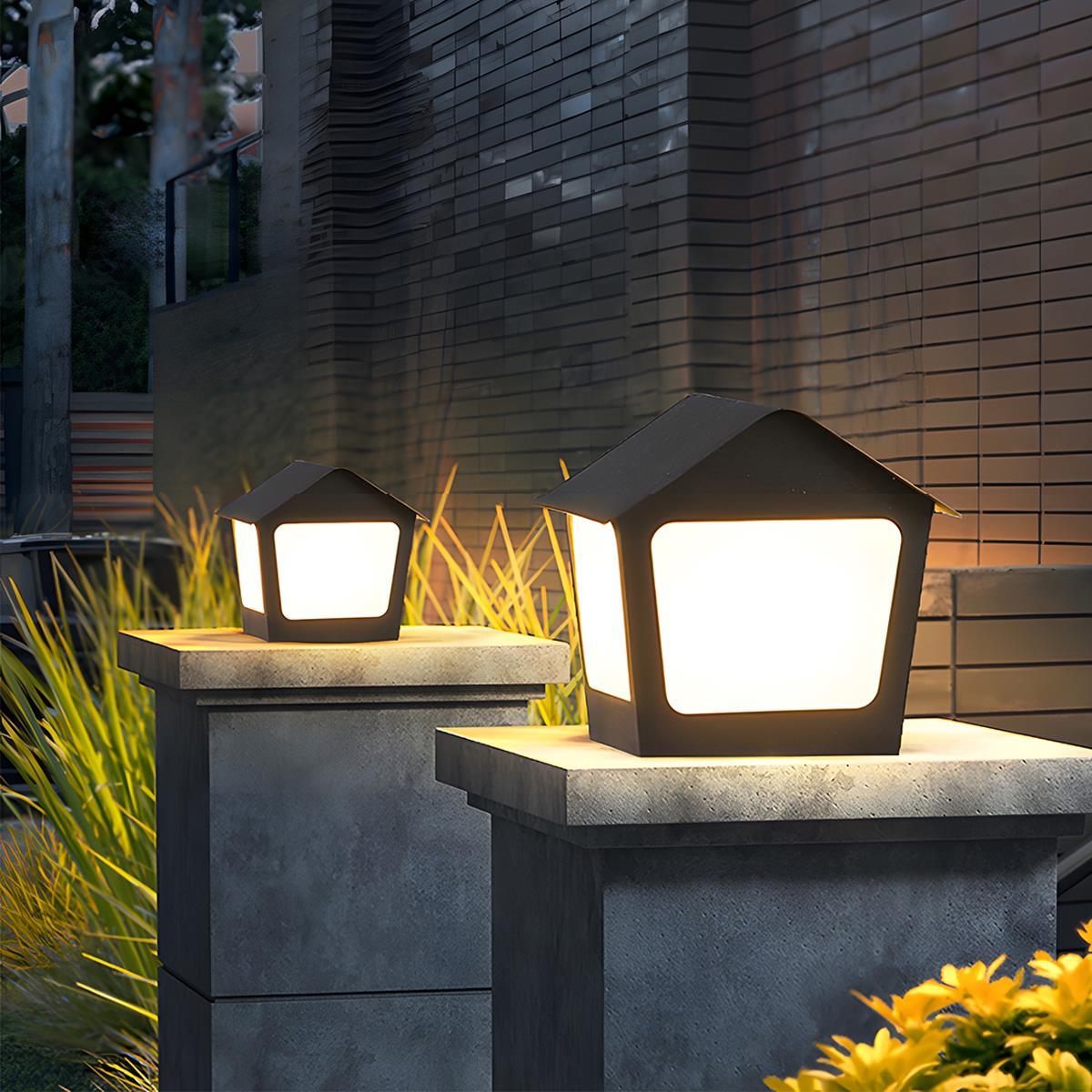 Black Waterproof House Outdoor Post Lights