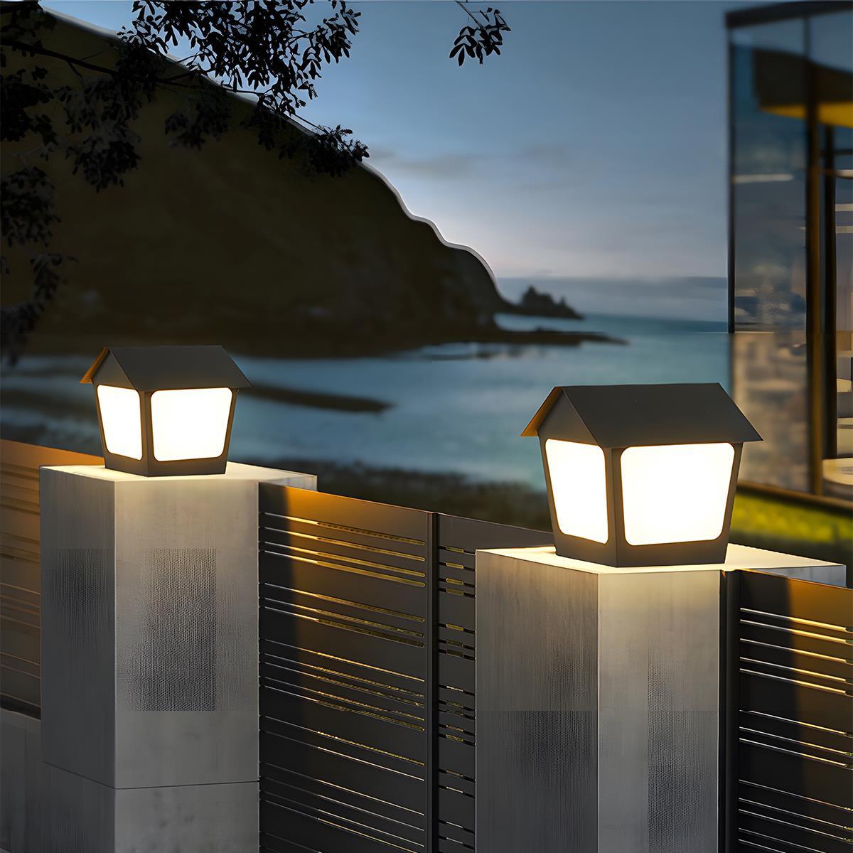 Black Waterproof House Outdoor Post Lights