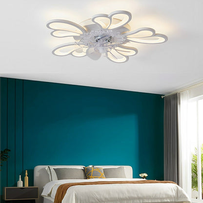 Creative Flower Shaped Three Step Dimming LED Ceiling Fan Lights Chandelier