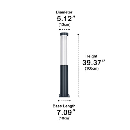 Cylinder LED Black Modern Outdoor Pathway Pole Lights