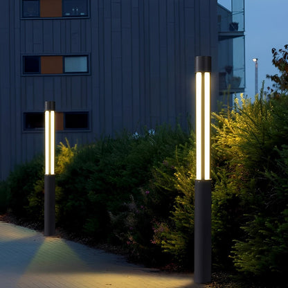 Modern Cylinder LED Black Outdoor Post Lights Pathway Light