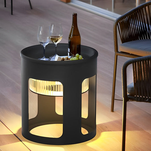 Cylinder Waterproof LED Black Modern Side Table Light