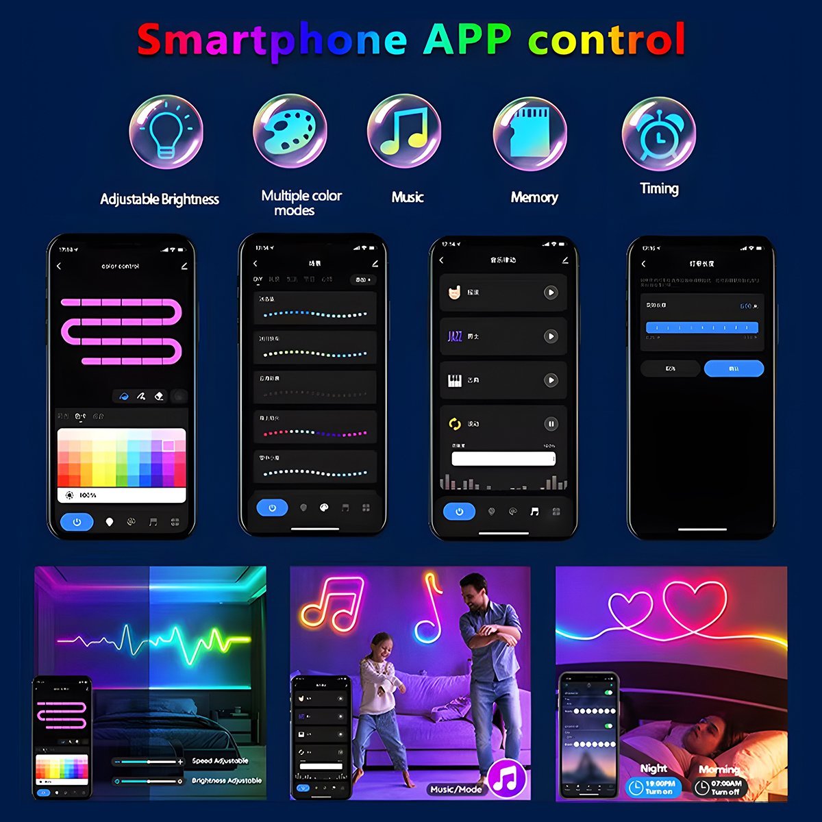 DIY RGB Recessed Atmosphere Streamer Flexible LED Neon Light Strip