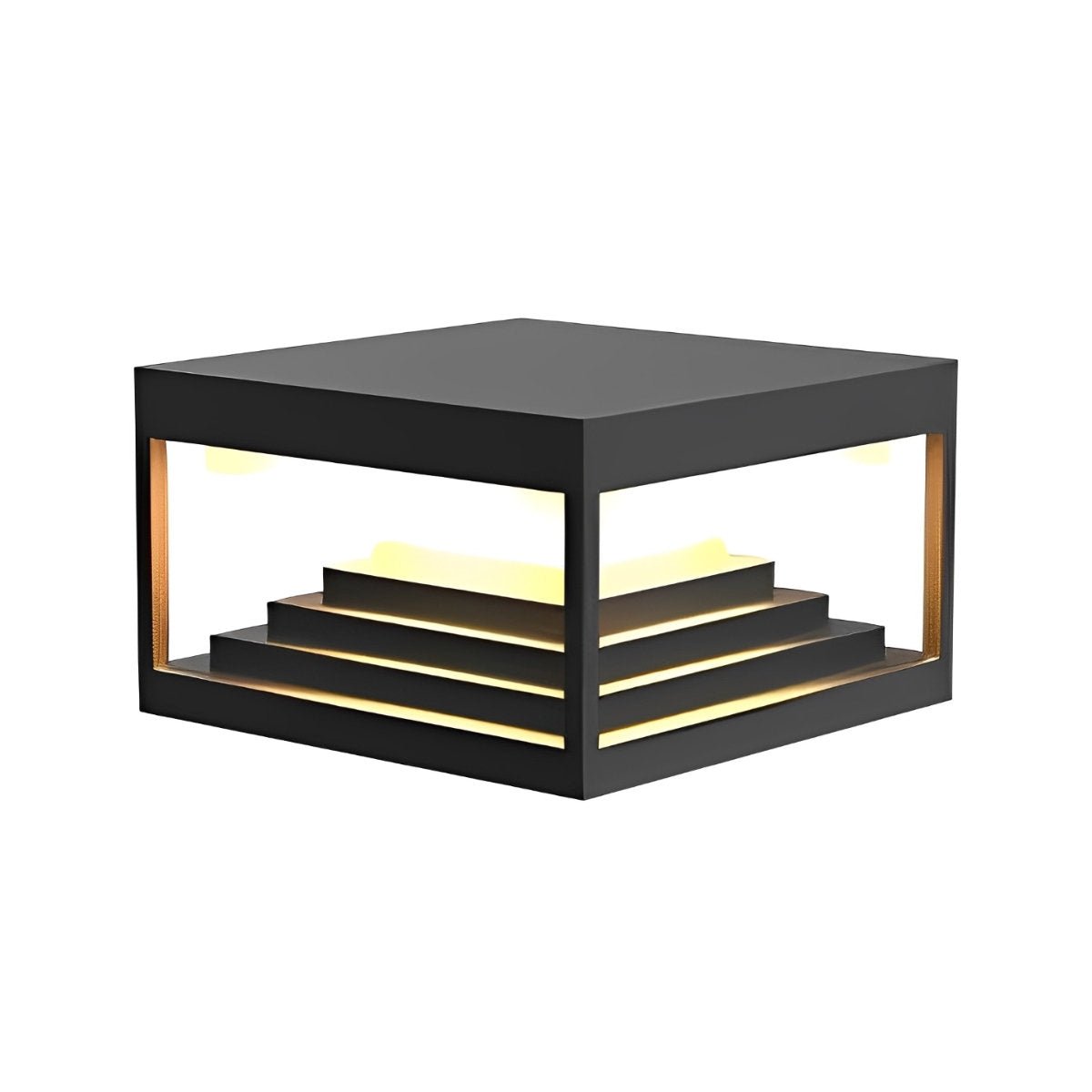 Minimalist Waterproof Pyramid Tower Square Steps LED Black Modern Light