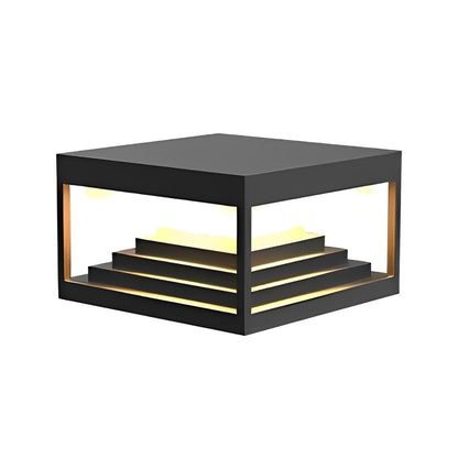 Minimalist Waterproof Pyramid Tower Square Steps LED Black Modern Light