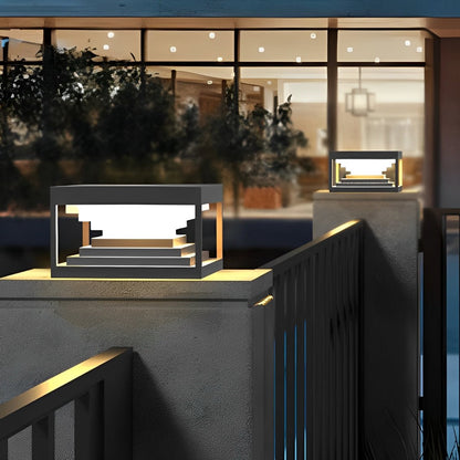 Minimalist Waterproof Pyramid Tower Square Steps LED Black Modern Light
