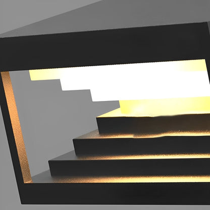 Minimalist Waterproof Pyramid Tower Square Steps LED Black Modern Light