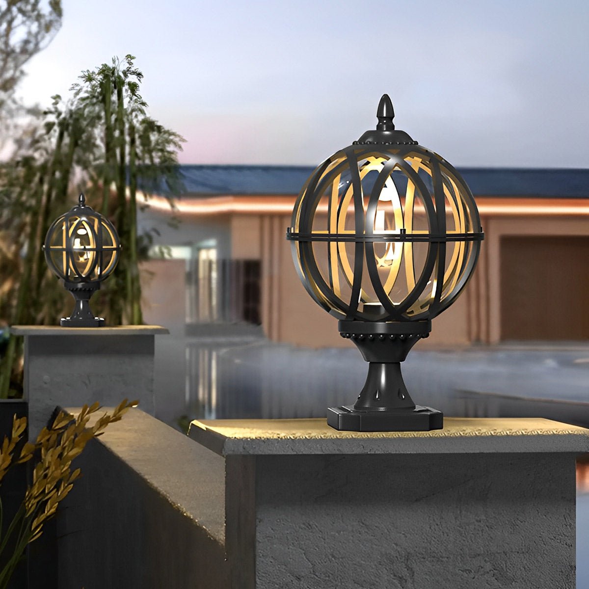Farmhouse Round Ball Waterproof Outdoor Fence Post Lights