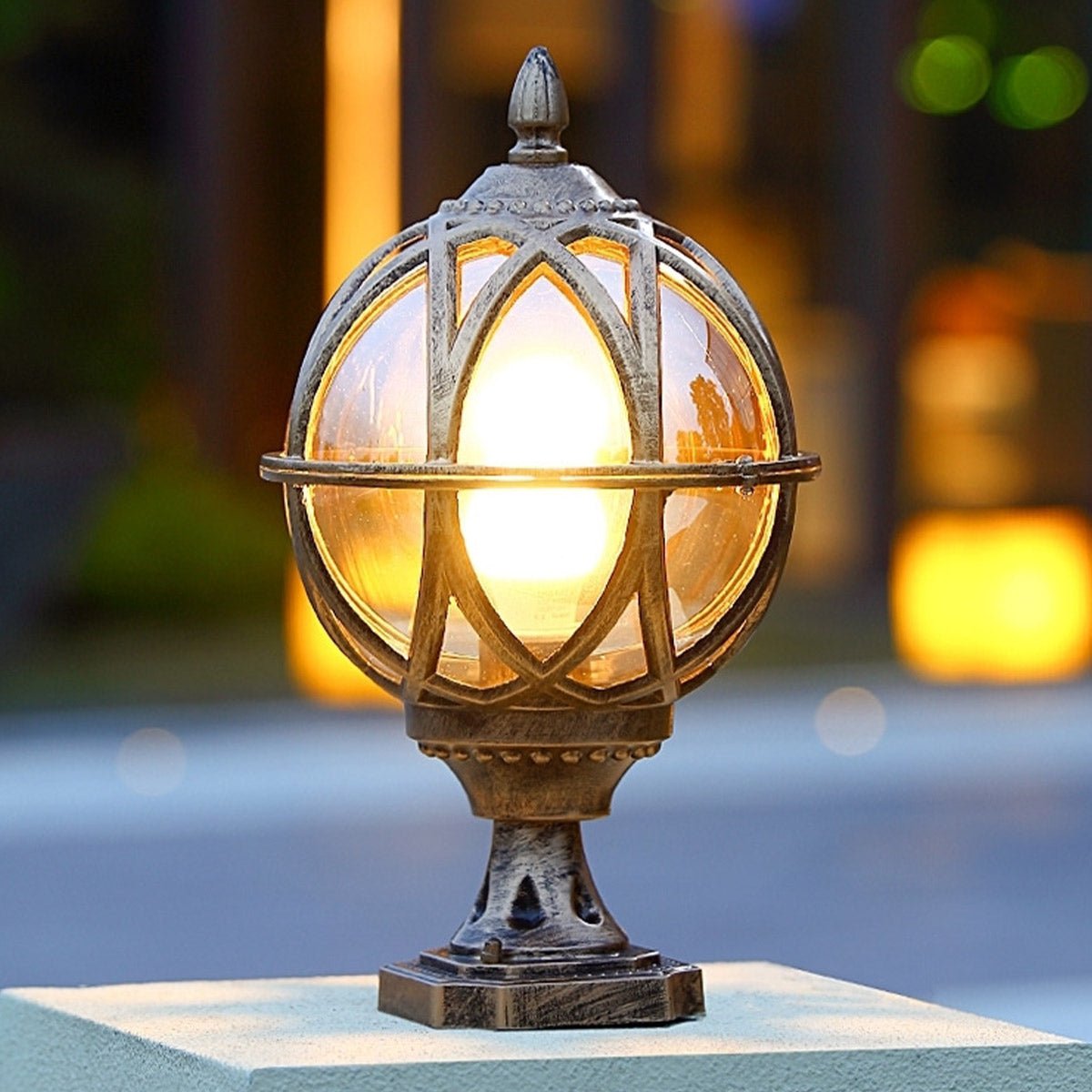 Farmhouse Round Ball Waterproof Outdoor Fence Post Lights