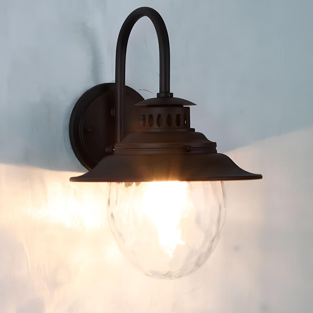 Farmhouse Waterproof Black Horn LED Outdoor Wall Light