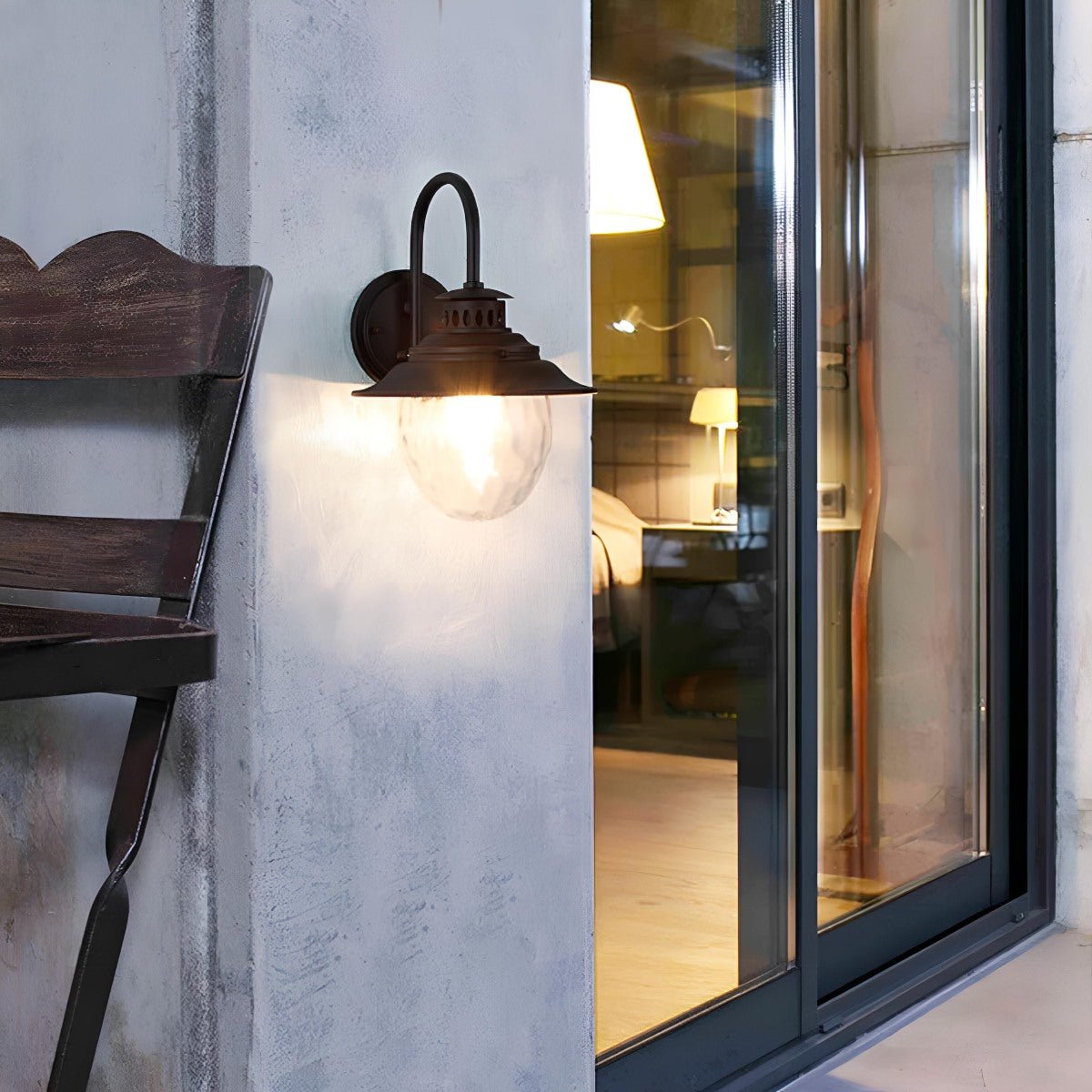 Farmhouse Waterproof Black Horn LED Outdoor Wall Light
