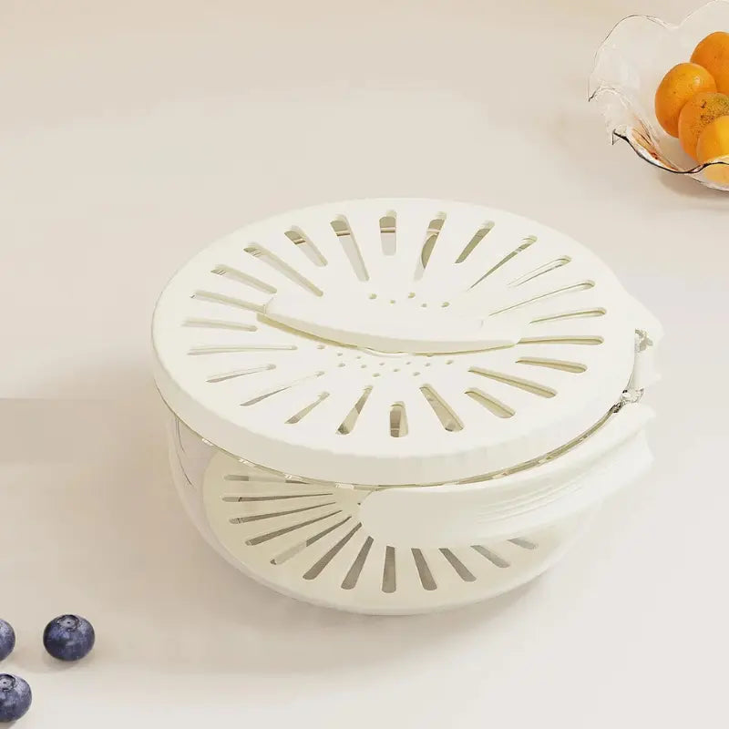 Close-up of FlexiWash’s built-in strainer for washing produce or draining pasta